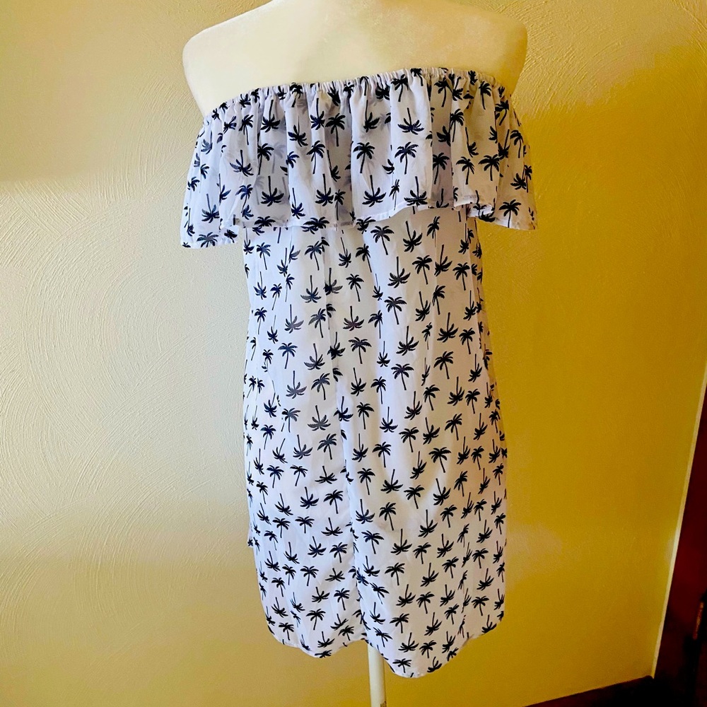 Gossamer white beach cover up with tiny palm trees